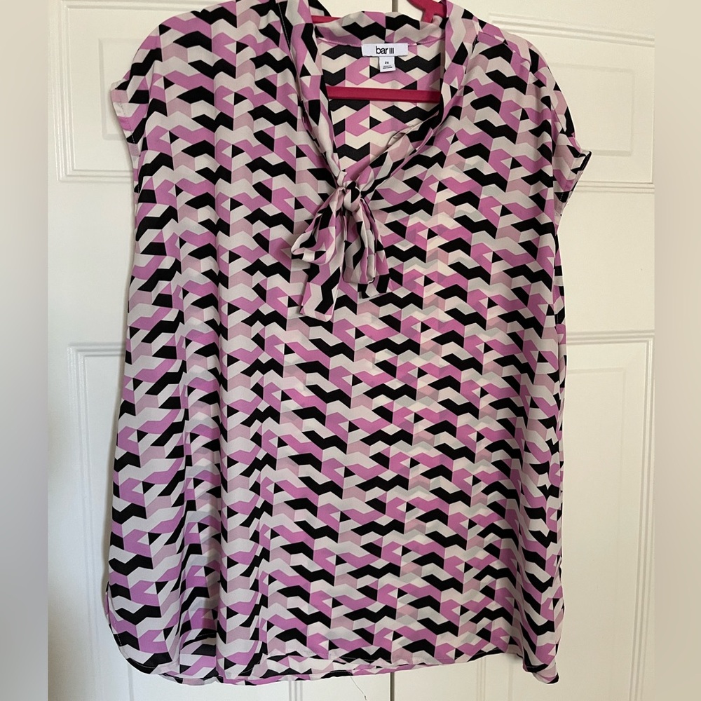 Bar III Sleeveless Tie Blouse